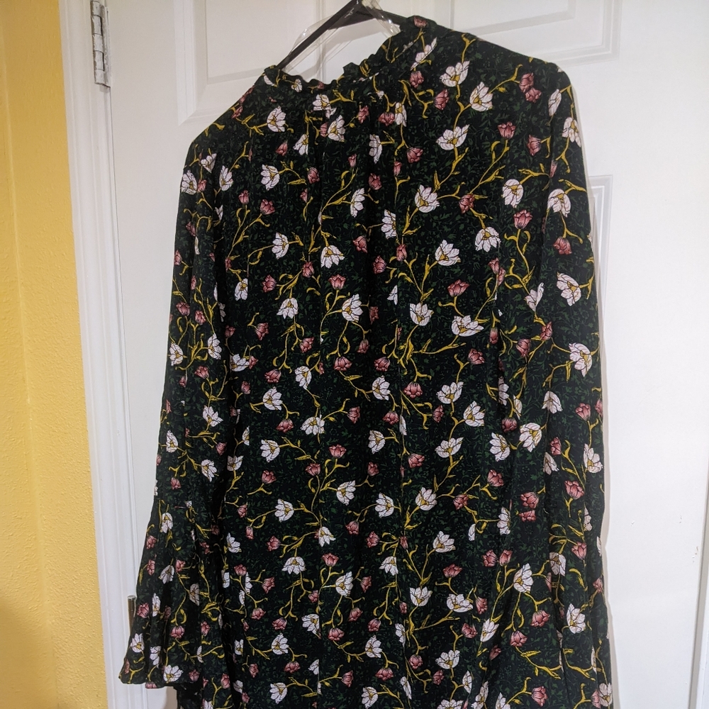 Umgee floral tie neck bell sleeve shift dress 2xl NWOT
